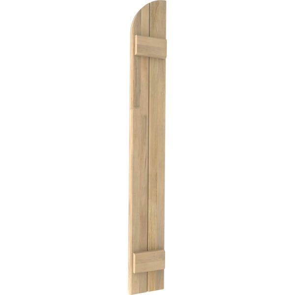 Ekena Millwork Americraft 2-Board (2 Batten) Wood Joined Board-n-Batten Shutters w/ Arch Top, ARW101BQ207X82UNH, PR - ARW101BQ207X82UNH