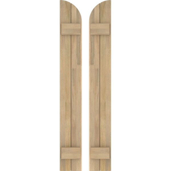Ekena Millwork Americraft 2-Board (2 Batten) Wood Joined Board-n-Batten Shutters w/ Arch Top, ARW101BQ207X82UNH, PR - ARW101BQ207X82UNH