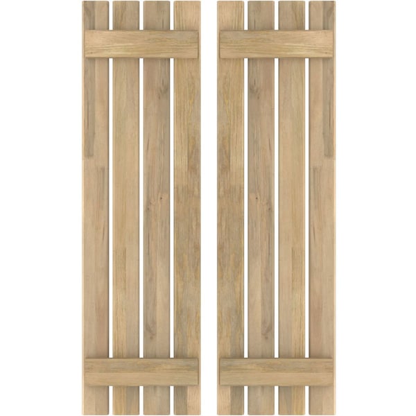 Ekena Millwork Americraft 4-Board (2 Batten) Exterior Real Wood Spaced Board-n-Batten Shutters, ARW101SB415X72UNH, PR - ARW101SB415X72UNH