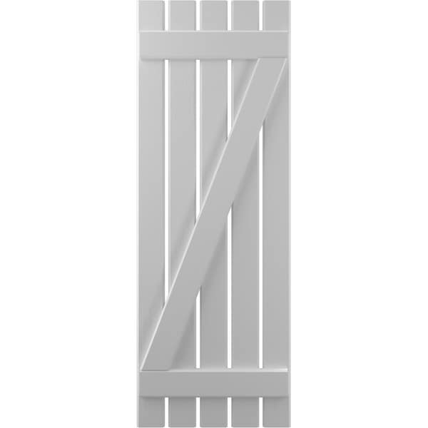 Ekena Millwork Americraft 5-Board (2 Batten) Wood Spaced Board-n-Batten Shutters w/ Z-Bar, ARW102SB519X32PRH - ARW102SB519X32PRH