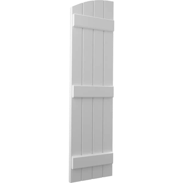 Ekena Millwork Americraft 4-Board (3 Batten) Wood Joined Board-n-Batten Shutters w/ Ellipt Top, ARW401BE414X68PRH - ARW401BE414X68PRH