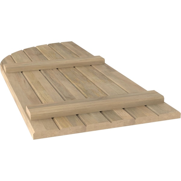 Ekena Millwork Americraft 6-Board (2 Batten) Wood Joined Board-n-Batten Shutters w/ Arch Top, ARW101BQ621X77UNH, PR - ARW101BQ621X77UNH