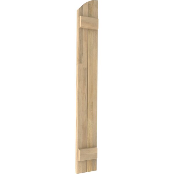 Ekena Millwork Americraft 2-Board (2 Batten) Wood Joined Board-n-Batten Shutters w/Ellipt Top, ARW101BE207X72UNH, PR - ARW101BE207X72UNH