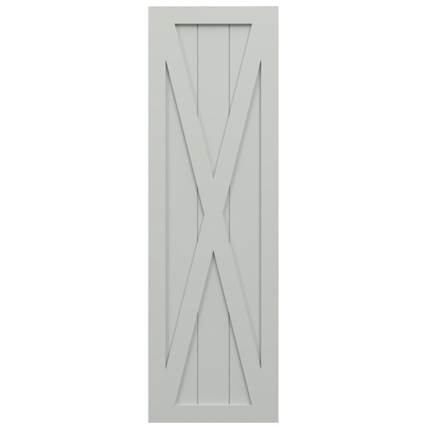 Ekena Millwork True Fit PVC Single X-Board Farmhouse Fixed Mount Shutters, Hailstorm Gray, 15W x 26H, PR - TFP001FH15X026ST