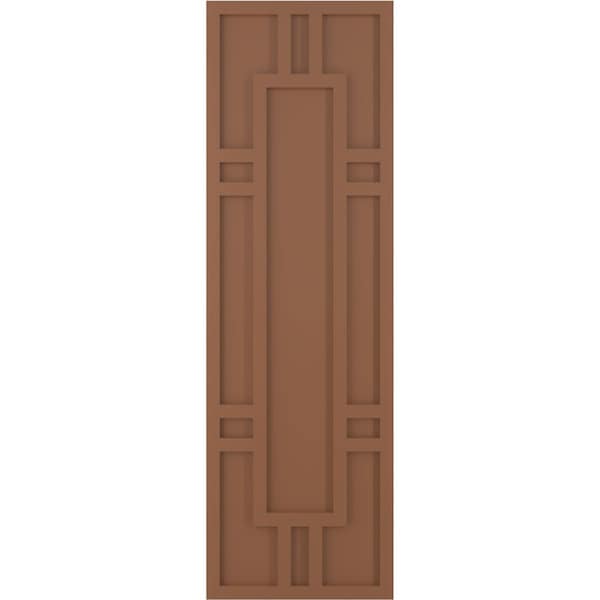 Ekena Millwork True Fit PVC Hastings Fixed Mount Shutters, Burnt Toffee, 18W x 40H, PR - TFP001HS18X040BT
