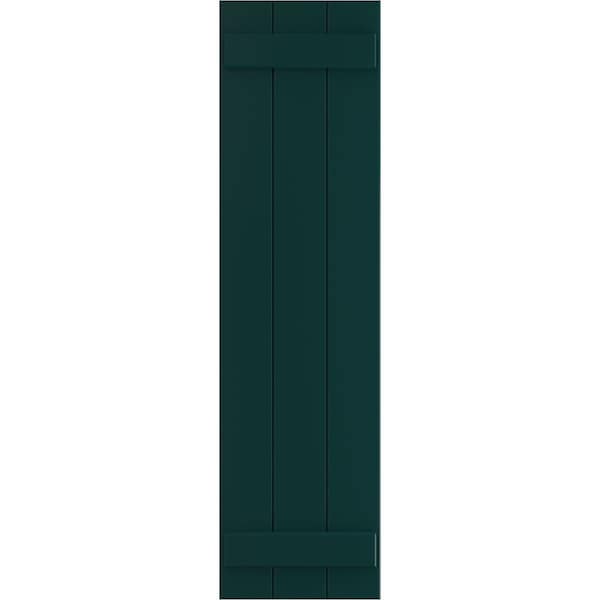 Ekena Millwork True Fit PVC Three Board Joined Board-n-Batten Shutters, Thermal Green, 16 1/8W x 50H, PR - TFP101BBF16X050FG