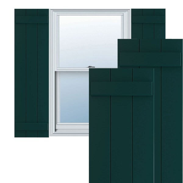 Ekena Millwork True Fit PVC Three Board Joined Board-n-Batten Shutters, Thermal Green, 16 1/8W x 50H, PR - TFP101BBF16X050FG