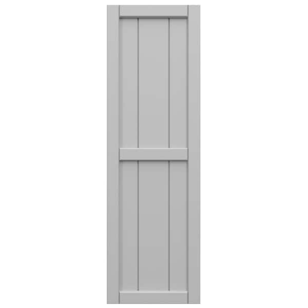 Ekena Millwork True Fit PVC, Two Board Framed Board-n-Batten Shutters, Primed, 10 3/4"W x 26"H - TFP101BF11X026PR