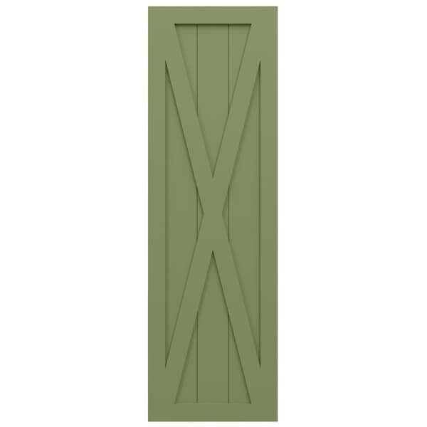 Ekena Millwork True Fit PVC Single X-Board Farmhouse Fixed Mount Shutters, Moss Green, 12W x 33H, PR - TFP001FH12X033MG