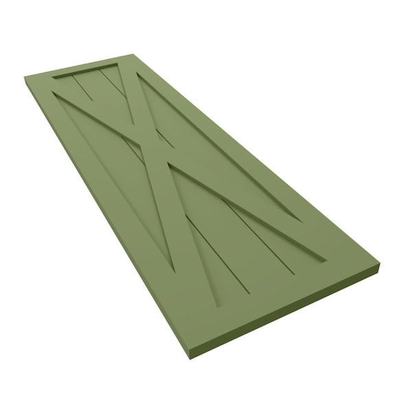 Ekena Millwork True Fit PVC Single X-Board Farmhouse Fixed Mount Shutters, Moss Green, 12W x 33H, PR - TFP001FH12X033MG