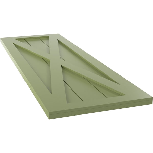 Ekena Millwork True Fit PVC Single X-Board Farmhouse Fixed Mount Shutters, Moss Green, 12W x 33H, PR - TFP001FH12X033MG