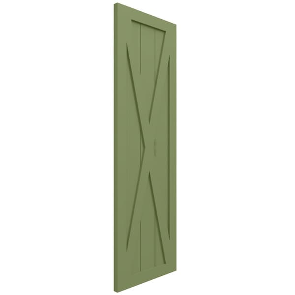 Ekena Millwork True Fit PVC Single X-Board Farmhouse Fixed Mount Shutters, Moss Green, 12W x 33H, PR - TFP001FH12X033MG