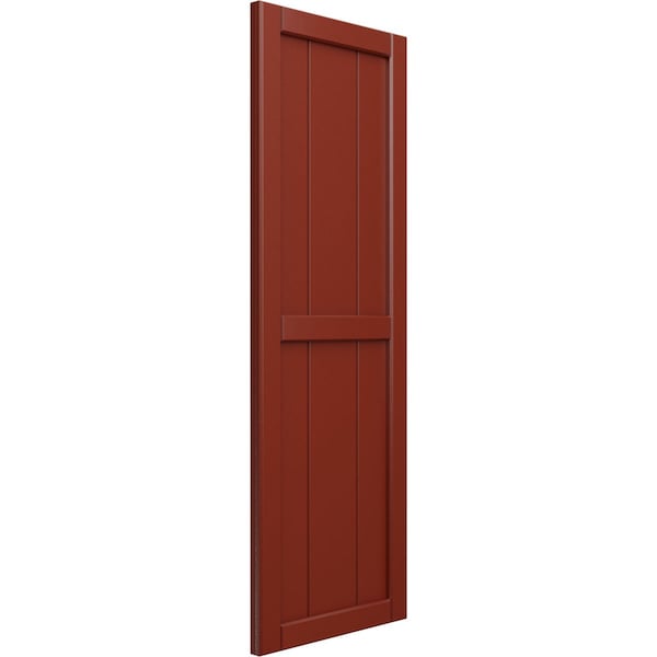 Ekena Millwork True Fit PVC, Four Board Framed Board-n-Batten Shutters, Pepper Red, 21 1/2W x 36H, PR - TFP101BF21X036MR