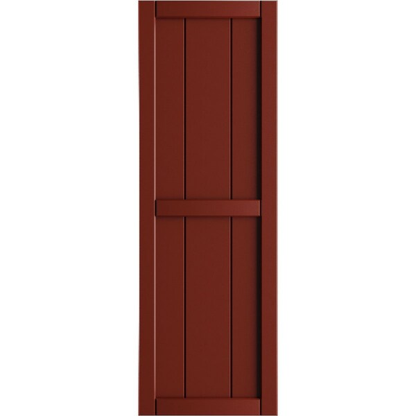 Ekena Millwork True Fit PVC, Four Board Framed Board-n-Batten Shutters, Pepper Red, 21 1/2W x 36H, PR - TFP101BF21X036MR