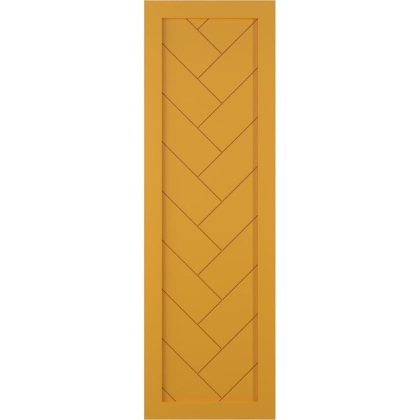 Ekena Millwork True Fit PVC Single Panel Herringbone Modern Style Fixed Mount Shutters, Turmeric, 12W x 58H, PR - TFP001HB12X058TU