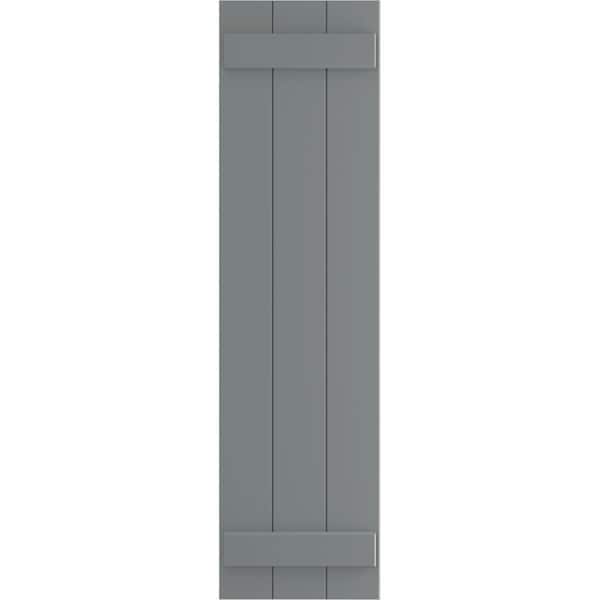 Ekena Millwork True Fit PVC Three Board Joined Board-n-Batten Shutters, Ocean Swell, 16 1/8W x 52H, PR - TFP101BBF16X052CH