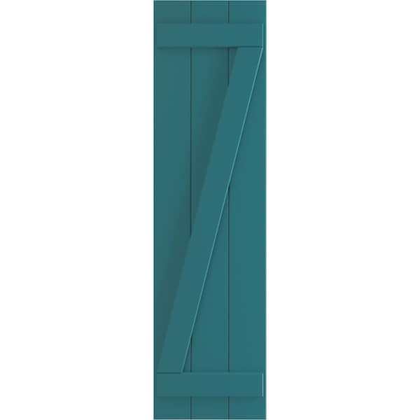 Ekena Millwork True Fit PVC, Three Board Joined Board-n-Batten Shutters w/Z-Bar, Antigua , 16 1/8W x 32H, PR - TFP102BBF16X032AN