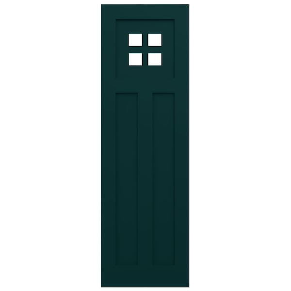Ekena Millwork True Fit PVC San Antonio Mission Style Fixed Mount Shutters, Thermal Green, 15W x 62H, PR - TFP001ST15X062FG