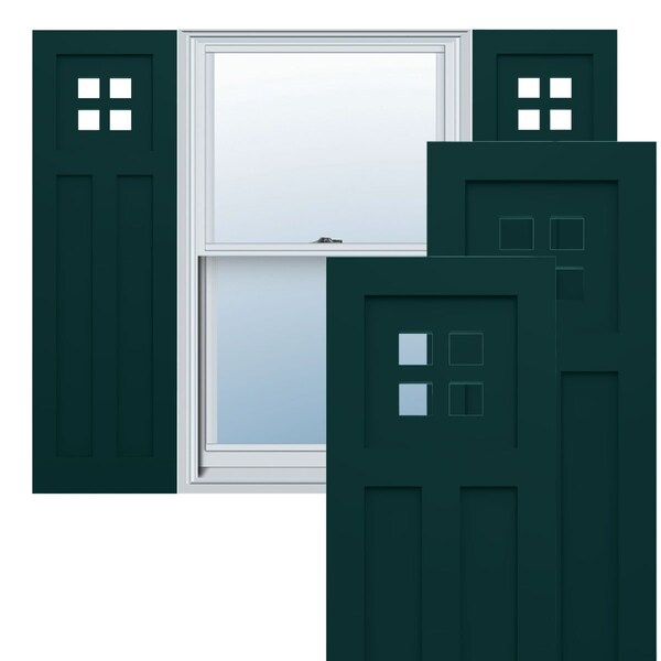 Ekena Millwork True Fit PVC San Antonio Mission Style Fixed Mount Shutters, Thermal Green, 15W x 62H, PR - TFP001ST15X062FG