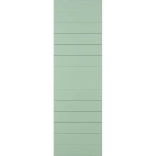 Ekena Millwork True Fit PVC Horizontal Slat Modern Style Fixed Mount Shutters, Seaglass, 12W x 30H, PR - TFP001HZ12X030SG