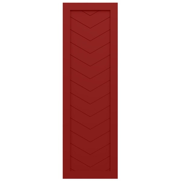 Ekena Millwork True Fit PVC Single Panel Chevron Modern Style Fixed Mount Shutters, Fire Red, 15W x 26H, PR - TFP001CV15X026BR