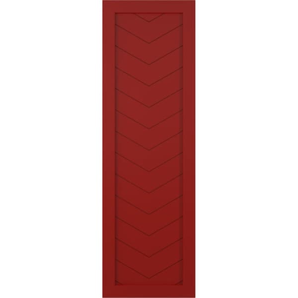 Ekena Millwork True Fit PVC Single Panel Chevron Modern Style Fixed Mount Shutters, Fire Red, 15W x 26H, PR - TFP001CV15X026BR
