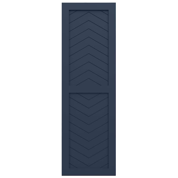 Ekena Millwork True Fit PVC Two Panel Chevron Modern Style Fixed Mount Shutters, Starless Night Blue, 15W x 71H, PR - TFP101CV15X071OB
