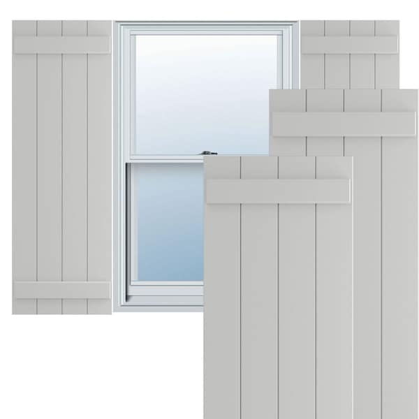 Ekena Millwork True Fit PVC Four Board Joined Board-n-Batten Shutters, Hailstorm Gray, 21 1/2W x 47H, PR - TFP101BBF21X047ST