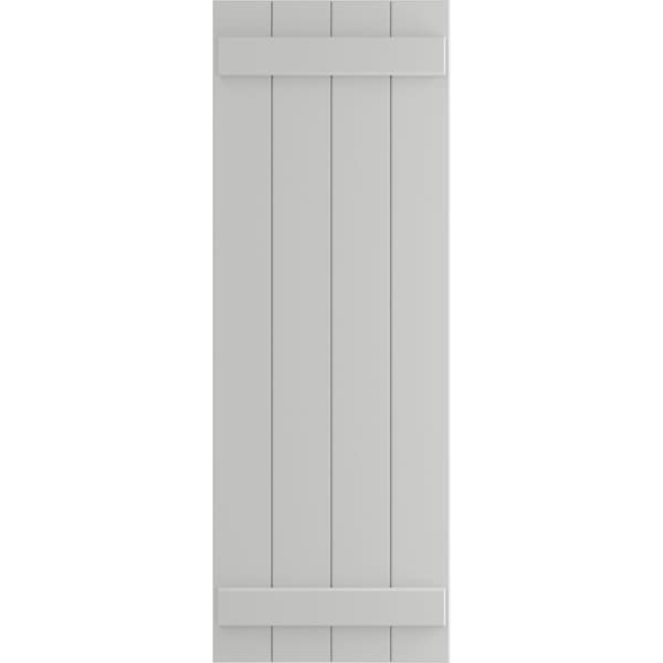 Ekena Millwork True Fit PVC Four Board Joined Board-n-Batten Shutters, Hailstorm Gray, 21 1/2W x 47H, PR - TFP101BBF21X047ST