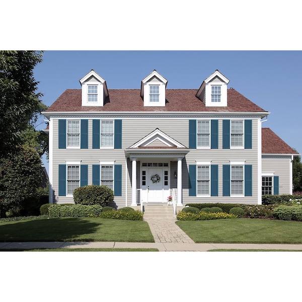 Ekena Millwork True Fit PVC Two Equal Louver Shutters, Sojourn Blue, 18W x 27H, PR - TFP101LVF18X027HB