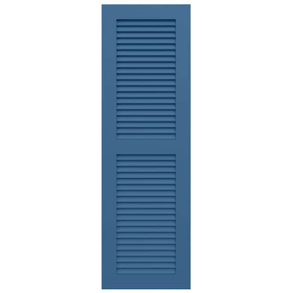 Ekena Millwork True Fit PVC Two Equal Louver Shutters, Sojourn Blue, 18W x 27H, PR - TFP101LVF18X027HB
