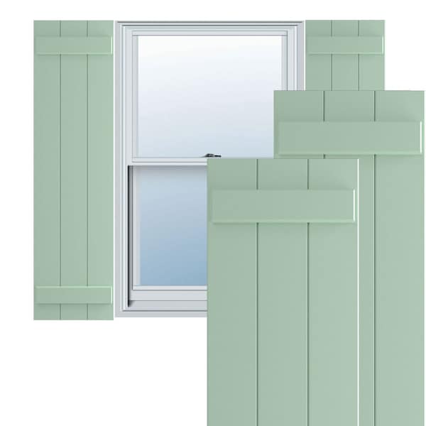 Ekena Millwork True Fit PVC, Three Board Joined Board-n-Batten Shutters, Seaglass, 16 1/8W x 64H, PR - TFP101BBF16X064SG