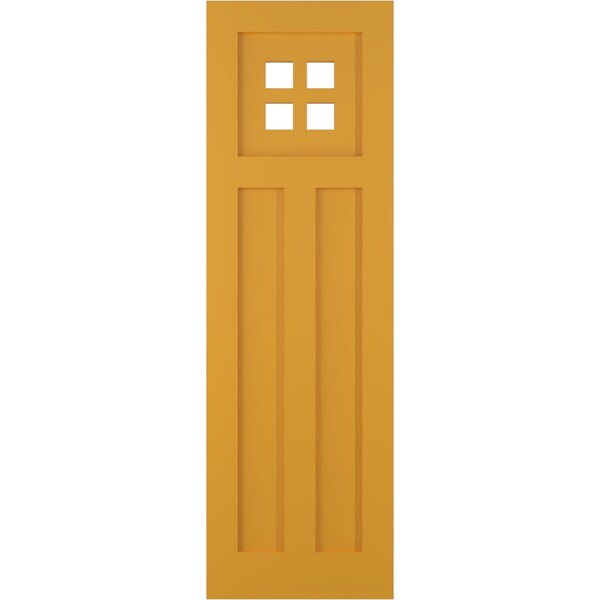 Ekena Millwork True Fit PVC San Antonio Mission Style Fixed Mount Shutters, Turmeric, 15W x 79H, PR - TFP001ST15X079TU