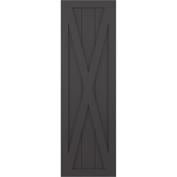 Ekena Millwork True Fit PVC Single X-Board Farmhouse Fixed Mount Shutters, Shadow Mountain, 15W x 35H, PR - TFP001FH15X035SM
