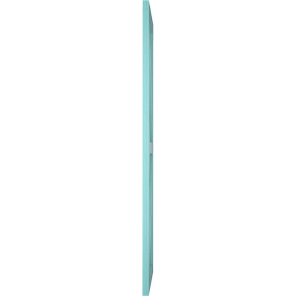 Ekena Millwork True Fit PVC Two Equal Panel Farmhouse Fixed Mount Shutters w/Z-Bar, Pure Turquoise, 18W x 34H, PR - TFP102FH18X034PT