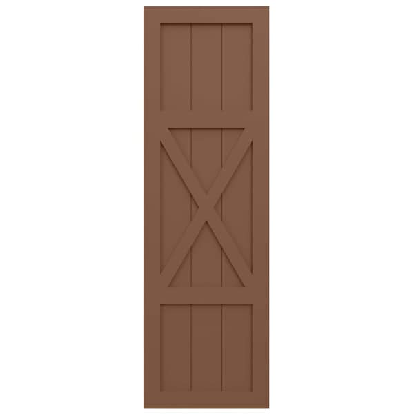 Ekena Millwork True Fit PVC Center X-Board Farmhouse Fixed Mount Shutters, Burnt Toffee , 15W x 25H, PR - TFP107FH15X025BT