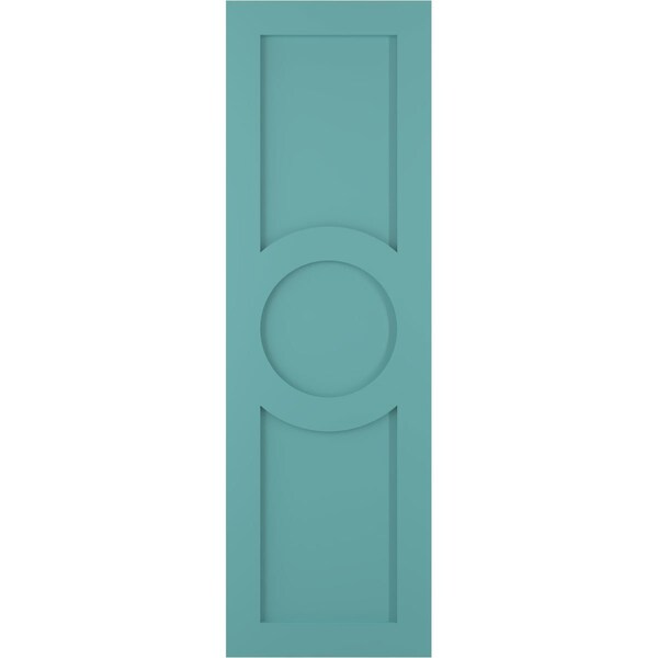 Ekena Millwork True Fit PVC Center Circle Arts & Crafts Fixed Mount Shutters, Pure Turquoise, 18W x 39H, PR - TFP001AC18X039PT