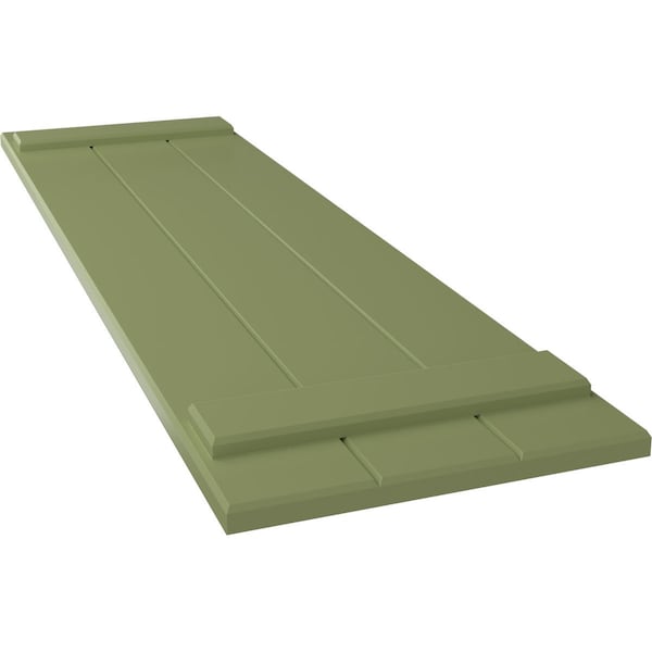 Ekena Millwork True Fit PVC Three Board Joined Board-n-Batten Shutters, Moss Green, 16 1/8W x 30H, PR - TFP101BBF16X030MG