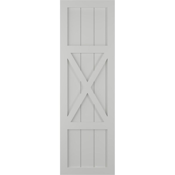 Ekena Millwork True Fit PVC Center X-Board Farmhouse Fixed Mount Shutters, Hailstorm Gray , 12W x 38H, PR - TFP107FH12X038ST