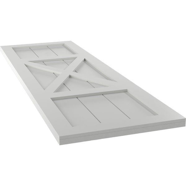Ekena Millwork True Fit PVC Center X-Board Farmhouse Fixed Mount Shutters, Hailstorm Gray , 12W x 38H, PR - TFP107FH12X038ST