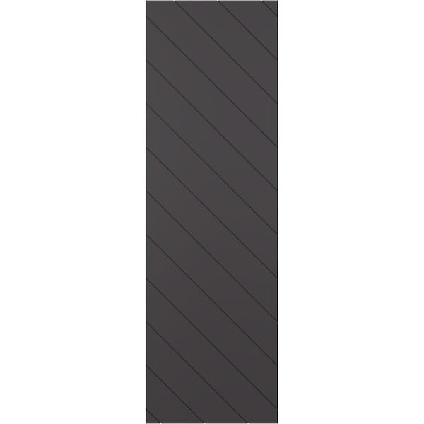 Ekena Millwork 12W x 55H True Fit PVC Diagonal Slat Modern Style Fixed Mount Shutters, Shadow Mountain, PR - TFP001DG12X055SM