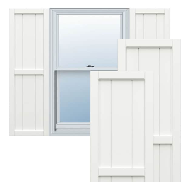 Ekena Millwork True Fit PVC, Four Board Framed Board-n-Batten Shutters, Unfinished, 21 1/2W x 60H, PR - TFP101BF21X060UN