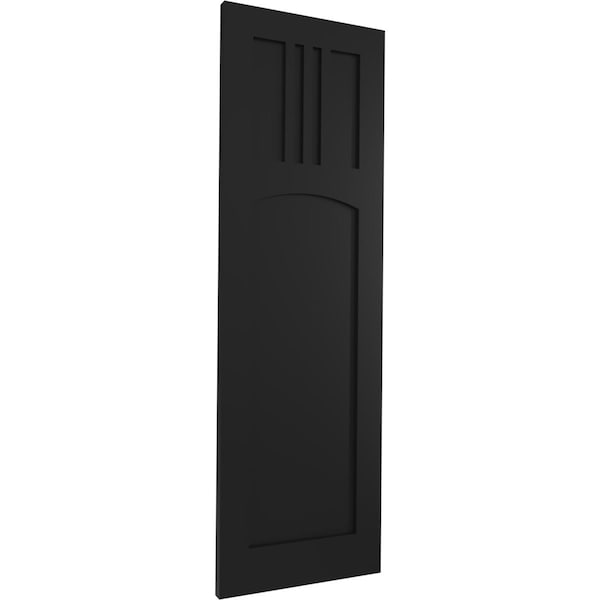 Ekena Millwork True Fit PVC San Miguel Mission Style Fixed Mount Shutters, Black, 15W x 52H, PR - TFP001SM15X052BL