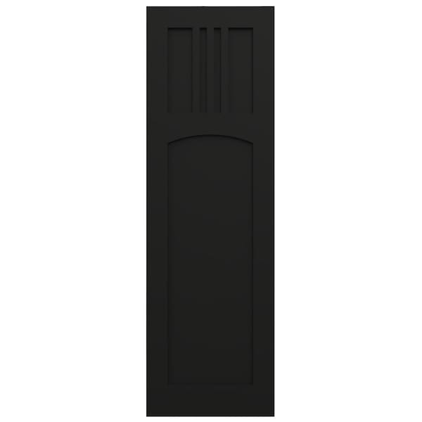 Ekena Millwork True Fit PVC San Miguel Mission Style Fixed Mount Shutters, Black, 15W x 52H, PR - TFP001SM15X052BL