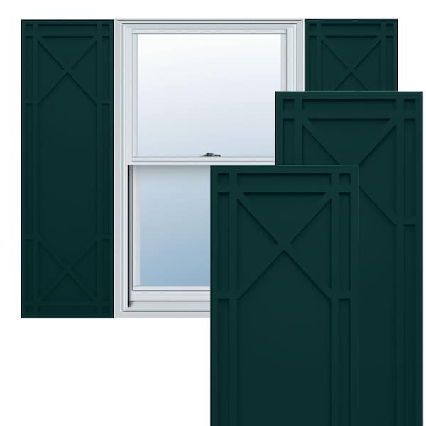 Ekena Millwork True Fit PVC Bungalow Fixed Mount Shutters, Thermal Green, 18W x 61H, PR - TFP001BG18X061FG