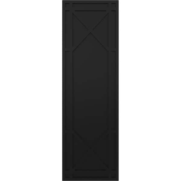 Ekena Millwork True Fit PVC Bungalow Fixed Mount Shutters, Black, 12W x 70H, PR - TFP001BG12X070BL