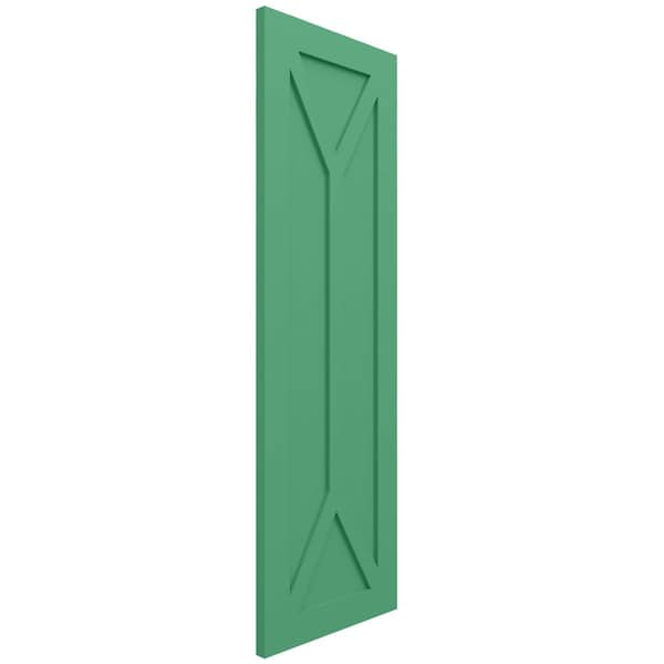 Ekena Millwork True Fit PVC San Carlos Mission Style Fixed Mount Shutters, Lilly Pads, 12W x 31H, PR - TFP001SC12X031LP
