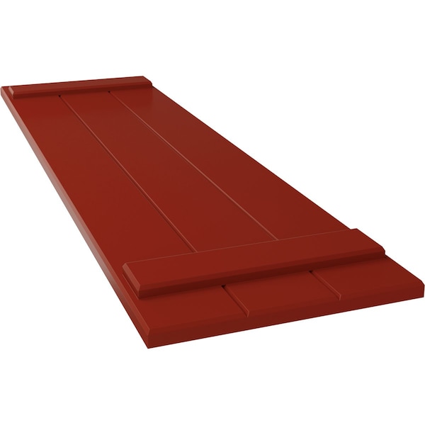 Ekena Millwork True Fit PVC Three Board Joined Board-n-Batten Shutters, Fire Red, 16 1/8W x 80H, PR - TFP101BBF16X080BR