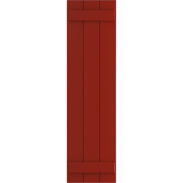 Ekena Millwork True Fit PVC Three Board Joined Board-n-Batten Shutters, Fire Red, 16 1/8W x 80H, PR - TFP101BBF16X080BR