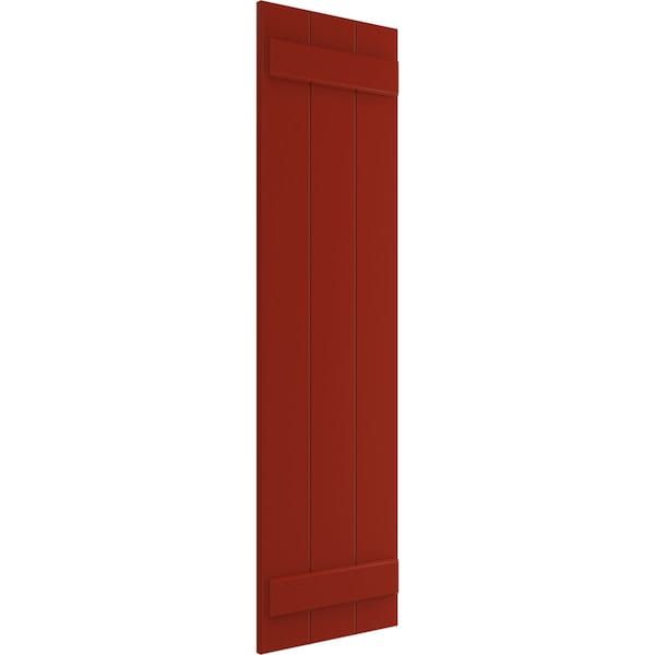 Ekena Millwork True Fit PVC Three Board Joined Board-n-Batten Shutters, Fire Red, 16 1/8W x 80H, PR - TFP101BBF16X080BR